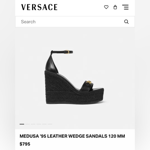 NEW VERSACE MEDUSA '95 LEATHER WEDGE SANDALS 120 MM - Picture 4 of 5